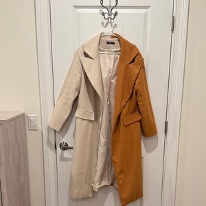 Two-Tone Cream and Orange Women's Coat